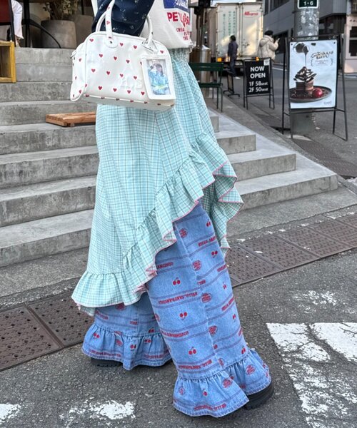HELLO.SANFRANCISCO(ハローサンフランシスコ)の「【HELLO.SANFRANCISCO】アシメフリルチェックスカート(スカート・レディース・オレンジ/ブルー/グリーン・ONE SIZE)」の7枚目の写真