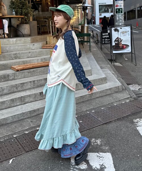 HELLO.SANFRANCISCO(ハローサンフランシスコ)の「【HELLO.SANFRANCISCO】アシメフリルチェックスカート(スカート・レディース・オレンジ/ブルー/グリーン・ONE SIZE)」の10枚目の写真