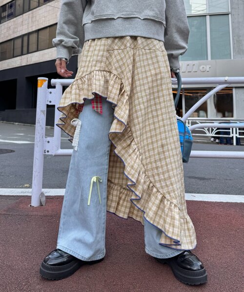 HELLO.SANFRANCISCO(ハローサンフランシスコ)の「【HELLO.SANFRANCISCO】アシメフリルチェックスカート(スカート・レディース・オレンジ/ブルー/グリーン・ONE SIZE)」の19枚目の写真