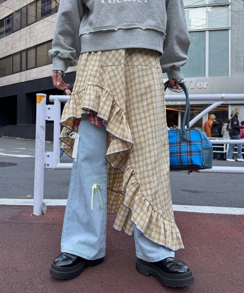 HELLO.SANFRANCISCO(ハローサンフランシスコ)の「【HELLO.SANFRANCISCO】アシメフリルチェックスカート(スカート・レディース・オレンジ/ブルー/グリーン・ONE SIZE)」の20枚目の写真