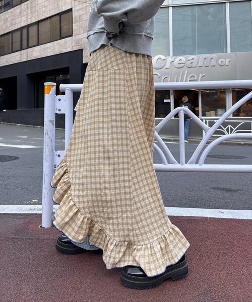 HELLO.SANFRANCISCO(ハローサンフランシスコ)の「【HELLO.SANFRANCISCO】アシメフリルチェックスカート(スカート・レディース・オレンジ/ブルー/グリーン・ONE SIZE)」の21枚目の写真