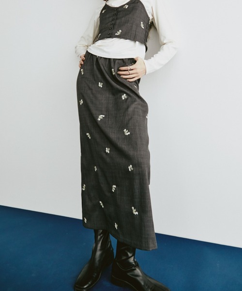 Aunt Marie's（アントマリーズ）の「フラワー刺繍ナロースカート（スカート・レディース・ブラック/グレー・MT/FREE）」の20枚目の写真