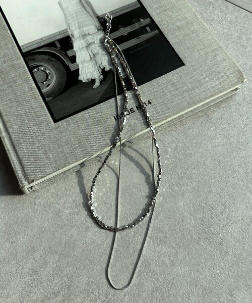 DouDou（ドゥドゥ）の「メタルビーズチェーンレイヤードネックレス（ネックレス・レディース・シルバー/ゴールド・FREE）」の4枚目の写真