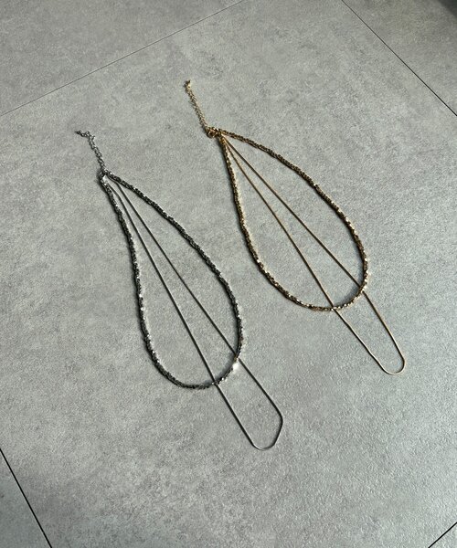 DouDou（ドゥドゥ）の「メタルビーズチェーンレイヤードネックレス（ネックレス・レディース・シルバー/ゴールド・FREE）」の5枚目の写真