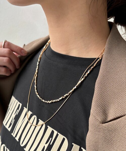 DouDou（ドゥドゥ）の「メタルビーズチェーンレイヤードネックレス（ネックレス・レディース・シルバー/ゴールド・FREE）」の7枚目の写真