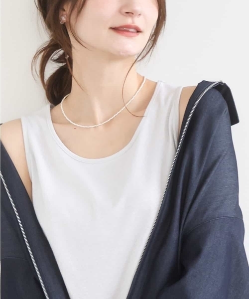 MK MICHEL KLEIN（エムケーミッシェルクラン）の「[UVカット/洗える]ラメタンクトップ（タンクトップ・レディース・ブラック/シルバー/ブラウン・38）」の3枚目の写真