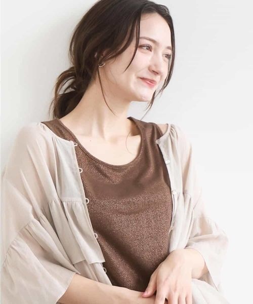 MK MICHEL KLEIN（エムケーミッシェルクラン）の「[UVカット/洗える]ラメタンクトップ（タンクトップ・レディース・ブラック/シルバー/ブラウン・38）」の11枚目の写真
