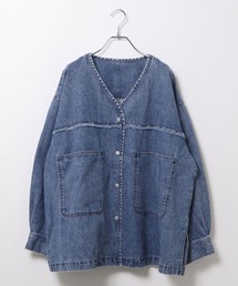 LEPSIM | ノーカラーデニムシャツ　629900(シャツ/ブラウス)