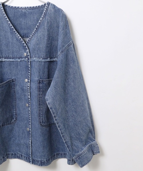 LEPSIM（レプシィム）の「ノーカラーデニムシャツ　629900（シャツ/ブラウス・レディース・ブルー/ライトブルー・FREE）」の12枚目の写真