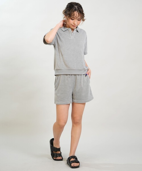 RIKKA FEMME(リッカファム)の「RIKKA FEMME/リッカファム 半袖 ポロシャツ パイル生地 吸水速乾 UVカット セットアップ対応 RF6S-2501(ポロシャツ・レディース・ブルー/ピンク/グレー・FREE)」の6枚目の写真