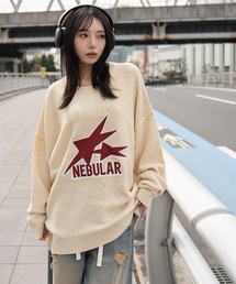 WEGO/【26年春夏新作】サテンワッペンニットプルオーバー