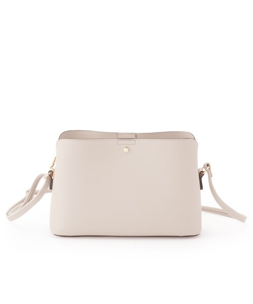 SHOO・LA・RUE（シューラルー）の「コンパクトながらしっかり入る 一枚革風 3層ショルダーバッグ（ショルダーバッグ・レディース・グレー/ブラック/ベージュ系4・00）」の9枚目の写真