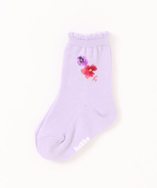 HAKKA BABY（ハッカベビー）の「[ベビー]ワンポイントスミレソックス（ソックス/靴下・キッズ・ピンク/パープル/オフホワイト・SS）」の2枚目の写真