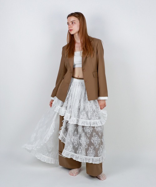 mieya mieya（ミーヤミーヤ）の「【mieya mieya】FLUFFY LAYER LACE SK/フラッフィーレイヤーレーススカート（スカート・レディース・ホワイト・FREE）」の11枚目の写真