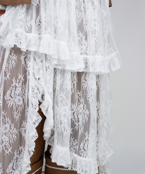 mieya mieya（ミーヤミーヤ）の「【mieya mieya】FLUFFY LAYER LACE SK/フラッフィーレイヤーレーススカート（スカート・レディース・ホワイト・FREE）」の4枚目の写真