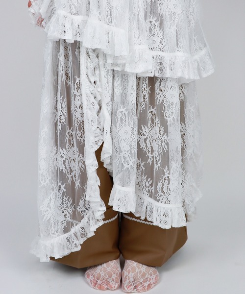 mieya mieya（ミーヤミーヤ）の「【mieya mieya】FLUFFY LAYER LACE SK/フラッフィーレイヤーレーススカート（スカート・レディース・ホワイト・FREE）」の5枚目の写真