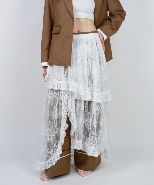 mieya mieya（ミーヤミーヤ）の「【mieya mieya】FLUFFY LAYER LACE SK/フラッフィーレイヤーレーススカート（スカート・レディース・ホワイト・FREE）」の20枚目の写真