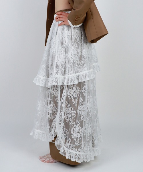 mieya mieya】FLUFFY LAYER LACE SK/フラッフィーレイヤーレース