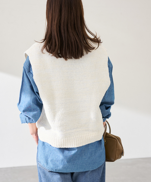 FRAMeWORK(フレームワーク)の「メランジニットベスト(ニット/セーター・レディース・イエロー/ホワイト・FREE)」の6枚目の写真