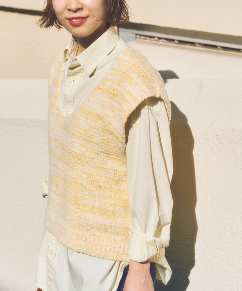 FRAMeWORK(フレームワーク)の「メランジニットベスト(ニット/セーター・レディース・イエロー/ホワイト・FREE)」の10枚目の写真