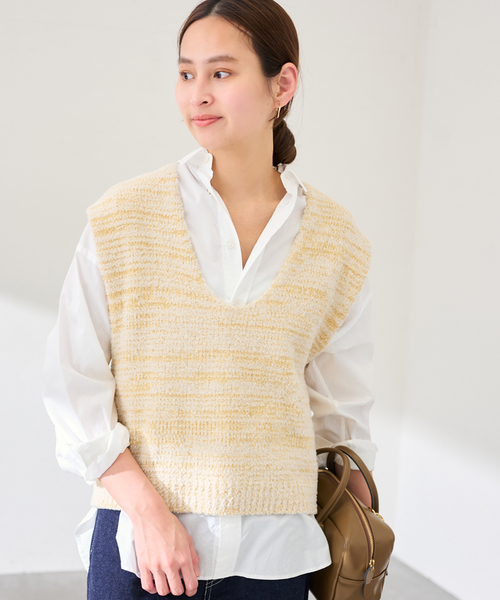 FRAMeWORK(フレームワーク)の「メランジニットベスト(ニット/セーター・レディース・イエロー/ホワイト・FREE)」の14枚目の写真