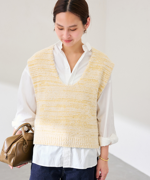 FRAMeWORK(フレームワーク)の「メランジニットベスト(ニット/セーター・レディース・イエロー/ホワイト・FREE)」の15枚目の写真