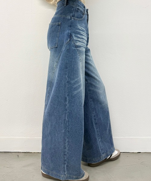 Cham.(チャム)の「ワイドデニムパンツ(デニムパンツ・レディース・ブルー・L/M/S)」の2枚目の写真
