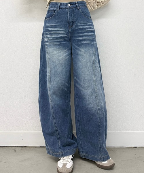 Cham.(チャム)の「ワイドデニムパンツ(デニムパンツ・レディース・ブルー・L/M/S)」の6枚目の写真