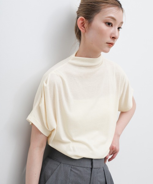 select MOCA(セレクトモカ)の「プチハイサイドドレープトップス(Tシャツ/カットソー・レディース・グレー/ブラック/アイボリー・FREE)」の17枚目の写真