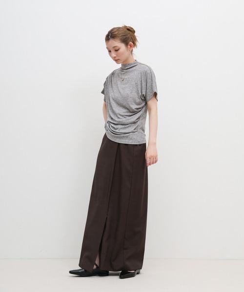 select MOCA(セレクトモカ)の「プチハイサイドドレープトップス(Tシャツ/カットソー・レディース・グレー/ブラック/アイボリー・FREE)」の14枚目の写真