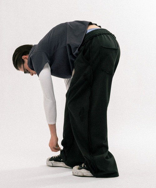 Elanque(エランク)の「damage sweat pants / ダメージスウェットパンツ(スウェットパンツ・メンズ・ブラック/グレー/パープル・MEDIUM/LARGE)」の20枚目の写真