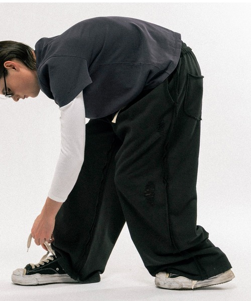 Elanque(エランク)の「damage sweat pants / ダメージスウェットパンツ(スウェットパンツ・メンズ・ブラック/グレー/パープル・MEDIUM/LARGE)」の19枚目の写真