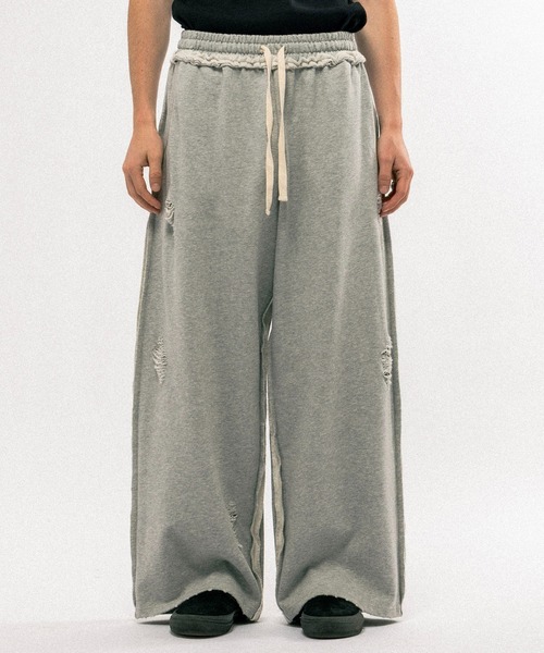 Elanque(エランク)の「damage sweat pants / ダメージスウェットパンツ(スウェットパンツ・メンズ・ブラック/グレー/パープル・MEDIUM/LARGE)」の5枚目の写真