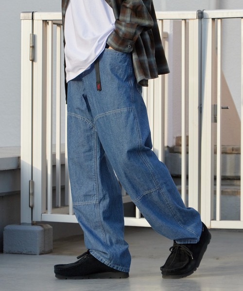 Gramicci(グラミチ)の「Gramicci/グラミチ JAPANESE CHAMBRAY DOUBLE KNEE ジーパン ジーンズ ストレートパンツ バギーパンツ 2026年春夏(デニムパンツ・メンズ・ネイビー/ブルー・M/S/L/XL)」の2枚目の写真