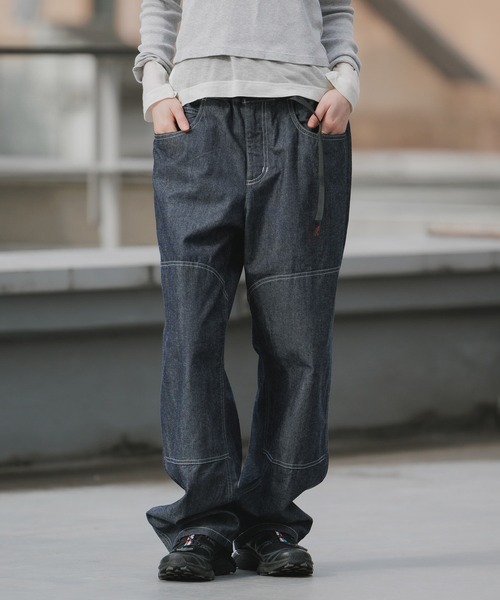 Gramicci(グラミチ)の「Gramicci/グラミチ JAPANESE CHAMBRAY DOUBLE KNEE ジーパン ジーンズ ストレートパンツ バギーパンツ 2026年春夏(デニムパンツ・メンズ・ネイビー/ブルー・M/S/L/XL)」の4枚目の写真