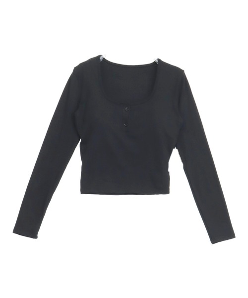 ANAP（アナップ）の「パッド付 ボタンデザイン ぴたっと ロングスリーブ Tシャツ（Tシャツ/カットソー・レディース・ホワイト/ブラック・F）」の13枚目の写真