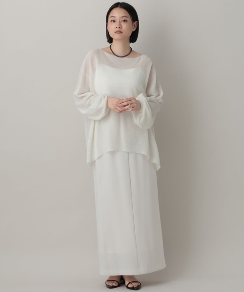 A part by(アパートバイ)の「シアーペーパーニットプルオーバー_長袖(ニット/セーター・レディース・ネイビー/ライトグリーン/アイボリー・FREE)」の4枚目の写真