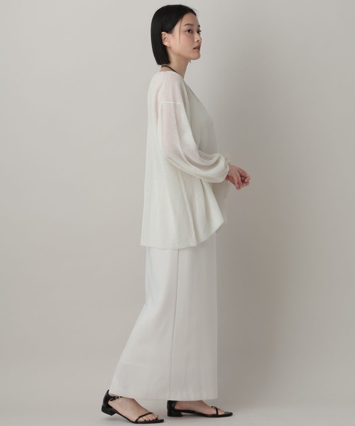 A part by(アパートバイ)の「シアーペーパーニットプルオーバー_長袖(ニット/セーター・レディース・ネイビー/ライトグリーン/アイボリー・FREE)」の5枚目の写真