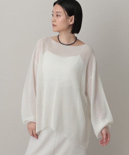 A part by(アパートバイ)の「シアーペーパーニットプルオーバー_長袖(ニット/セーター・レディース・ネイビー/ライトグリーン/アイボリー・FREE)」の7枚目の写真