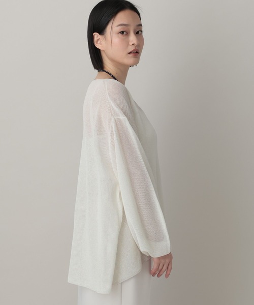 A part by(アパートバイ)の「シアーペーパーニットプルオーバー_長袖(ニット/セーター・レディース・ネイビー/ライトグリーン/アイボリー・FREE)」の8枚目の写真