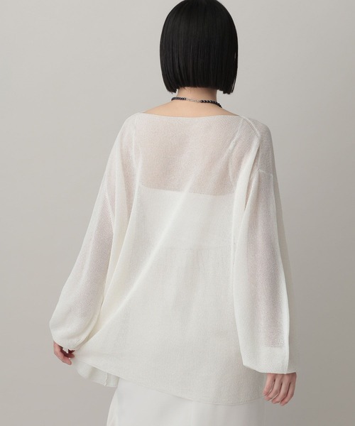 A part by(アパートバイ)の「シアーペーパーニットプルオーバー_長袖(ニット/セーター・レディース・ネイビー/ライトグリーン/アイボリー・FREE)」の9枚目の写真