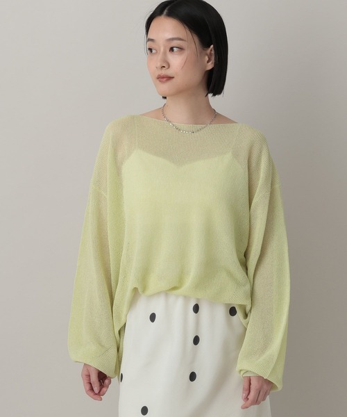 A part by(アパートバイ)の「シアーペーパーニットプルオーバー_長袖(ニット/セーター・レディース・ネイビー/ライトグリーン/アイボリー・FREE)」の13枚目の写真