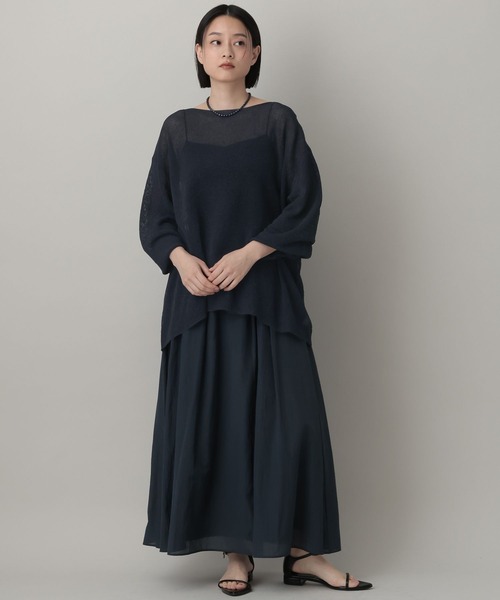 A part by(アパートバイ)の「シアーペーパーニットプルオーバー_長袖(ニット/セーター・レディース・ネイビー/ライトグリーン/アイボリー・FREE)」の16枚目の写真