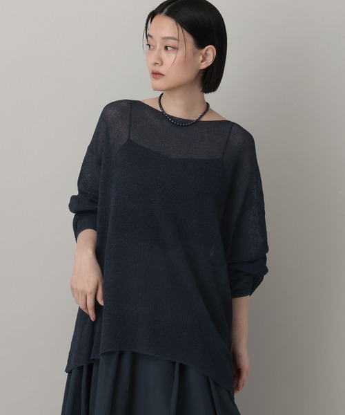 A part by(アパートバイ)の「シアーペーパーニットプルオーバー_長袖(ニット/セーター・レディース・ネイビー/ライトグリーン/アイボリー・FREE)」の19枚目の写真