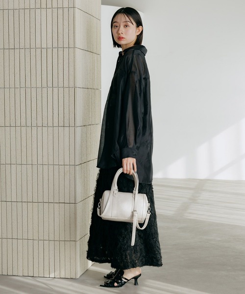 PAGEBOY（ページボーイ）の「チュールフリルナロースカート（スカート・レディース・ブラック/オフホワイト・FREE）」の4枚目の写真