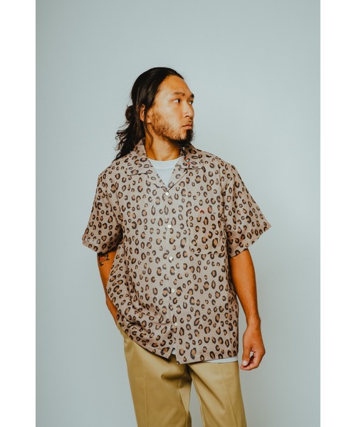 BIG MIKE（ビッグマイク）の「BIG MIKE ビックマイク / レオパード柄 メッシュ オープンカラー 半袖シャツ // 102625551（シャツ/ブラウス・メンズ・サンドベージュ/スミクロ・MEDIUM/X-LARGE/LARGE）」の11枚目の写真