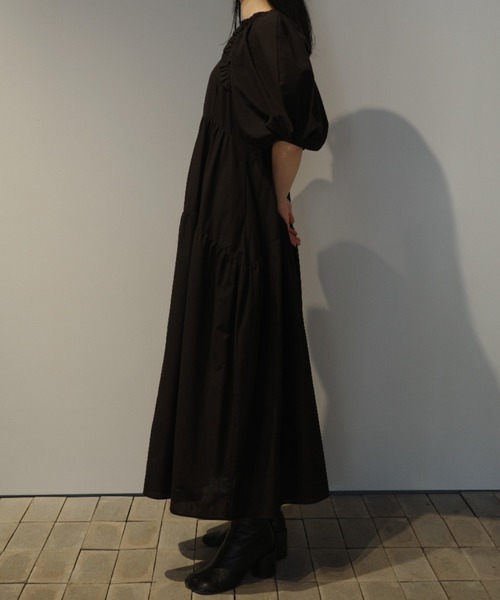 CLANE（クラネ）の「CLANE BUBBLE FRILL ONEPIECE（ワンピース・レディース・ブラック/ライトグリーン・2/1）」の4枚目の写真