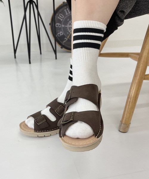 LUGG NAGG（ラグナグ）の「【WilsonLee】【スポっと】【軽量】コンフォートダブルベルトサンダル【３E】【リラックス】（サンダル・レディース・アイボリー/ブラック/ダークブラウン・S/M/L/LL）」の18枚目の写真