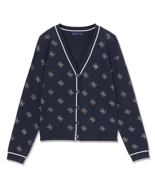 Long Sleeves V-neck 4G Rhinestones Cardi Sweater カーディガン