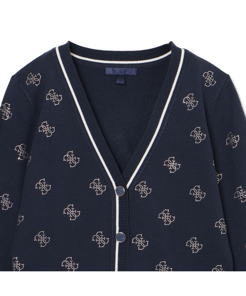 Long Sleeves V-neck 4G Rhinestones Cardi Sweater カーディガン